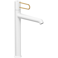 Смеситель для раковины Jacob Delafon Odeon Rive Gauche E21031-GLD-00 без донного клапана, золотой/белый