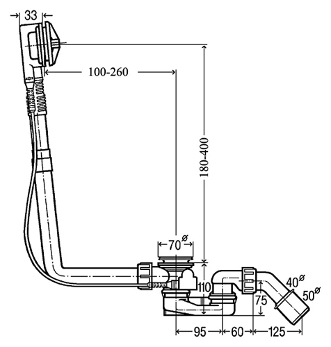 слив-перелив viega multiplex 103071 52 мм, полуавтомат, хром