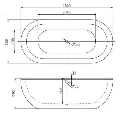 акриловая ванна belbagno bb13 180x86 белая