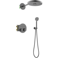 Душевой комплект Timo Saona SX-2308/18SM 300 мм, с термостатом, вороненая сталь