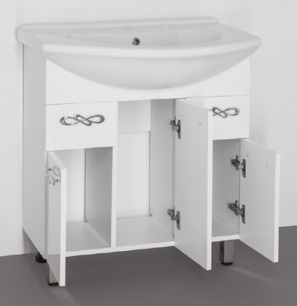 тумба под раковину 75 см style line венеция лс-00000255, цвет белый глянец