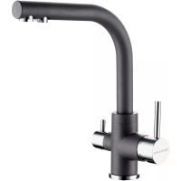 Смеситель для кухни Paulmark Essen Es213011-GRM с подключением к фильтру, серый металлик