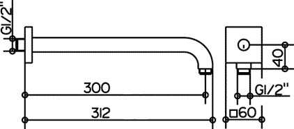 кронштейн для верхнего душа keuco 53088 010302, вылет 312 мм цвет хром