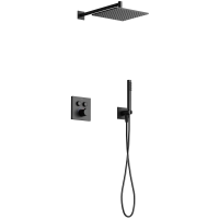 Душевой комплект Sancos Linn SC9022MB 250 мм, с термостатом, черный матовый