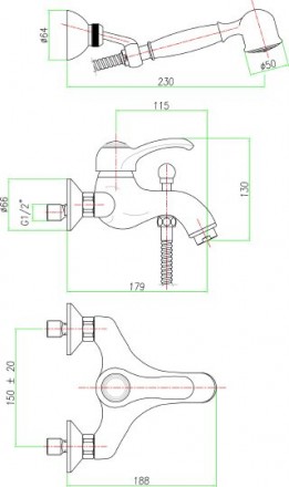 смеситель для ванны с душем fiore jafar 47zz5103
