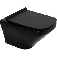 Унитаз подвесной безободковый BelBagno Sela BB3201CHR-MB/BB3201SC-MB, с сиденьем микролифт, черный матовый
