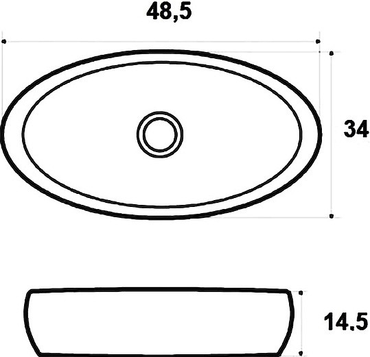 раковина melana mln-a252b накладная, без перелива, 48.5x34 см, белая