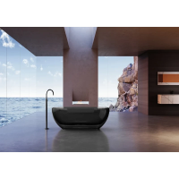 Ванна из полиэфирной смолы Abber Kristall AT9703Onyx 170x75 см, отдельностоящая, черный