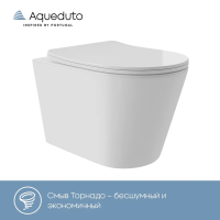Унитаз подвесной Aqueduto CONE Plus CONT0210 безободковый, Tornado, с сиденьем микролифт, белый глянец