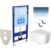 Комплект унитаза с инсталляцией Aquatek Set Aquatek Лугано-016 4в1 с сиденьем Микролифт и клавишей смыва Хром глянцевый
