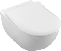 Унитаз Villeroy & Boch Subway 2.0 5614R2R1 подвесной, безободковый, с сиденьем микролифт, Альпийский белый с CeramicPlus