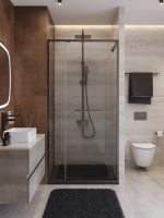 Душевая дверь Cezares Lux LUX-B-FS-11-100-C-GM 100 см, профиль оружейная сталь матовый, стекло прозрачное