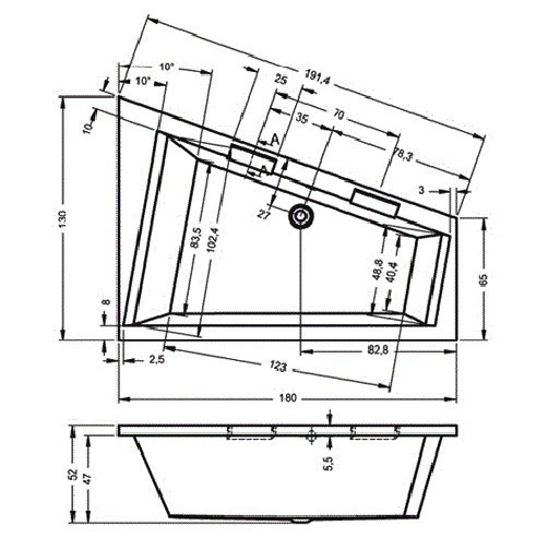 акриловая ванна riho doppio 180x130 b033001005 (ba9000500000000) r без гидромассажа