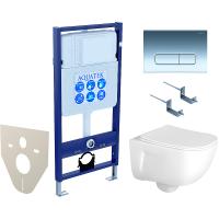 Комплект унитаза с инсталляцией Aquatek Set Aquatek Дива-016 4в1 с сиденьем Микролифт и клавишей смыва Хром глянцевый