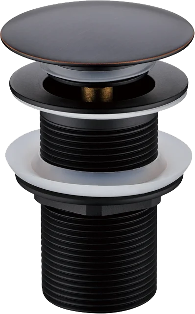 Донный клапан Boheme Black 612-B/2 для раковины, без перелива, клик клак, черный