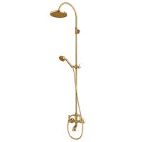 Душевая стойка Bossini Liberty L01203.021, с верхним душем 21см, смесителем, со штангой и ручной лейкой , цвет: золото