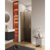 Душевая дверь Cezares Slider SLIDER-B-1-80/90-BR-BORO 80-90 см, профиль золотой матовый, стекло бронза