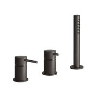 Смеситель Gessi 316 54043#707 для ванны на 3 отв., с душевой лейкой, цвет brushed black metal pvd