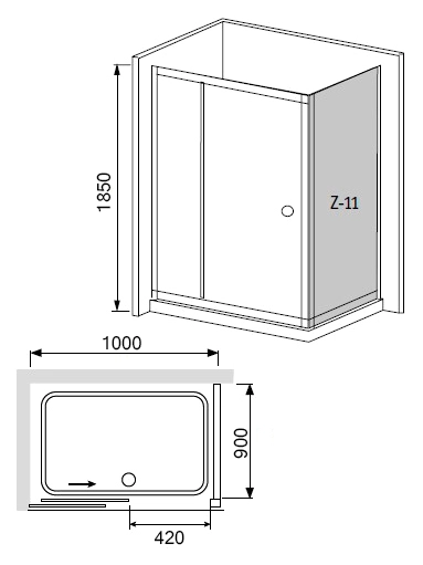душевой уголок rgw classic cl-45 100x90 профиль хром, стекло прозрачное