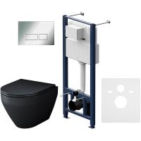 Комплект унитаза с инсталляцией AM.PM Spirit V2.0 FlashClean IS47051.701700MB с сиденьем микролифт и клавишей смыва Хром глянцевый