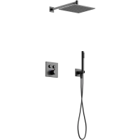 Душевой комплект Sancos Linn SC9022GG 250 мм, с термостатом, вороненая сталь