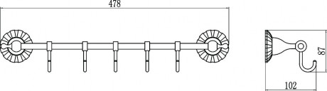Планка с крючками Savol 89C S-08975C