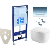 Комплект унитаза с инсталляцией Aquatek Set Aquatek Альтаир cm-016 4в1 с сиденьем Микролифт и клавишей смыва Хром глянцевый