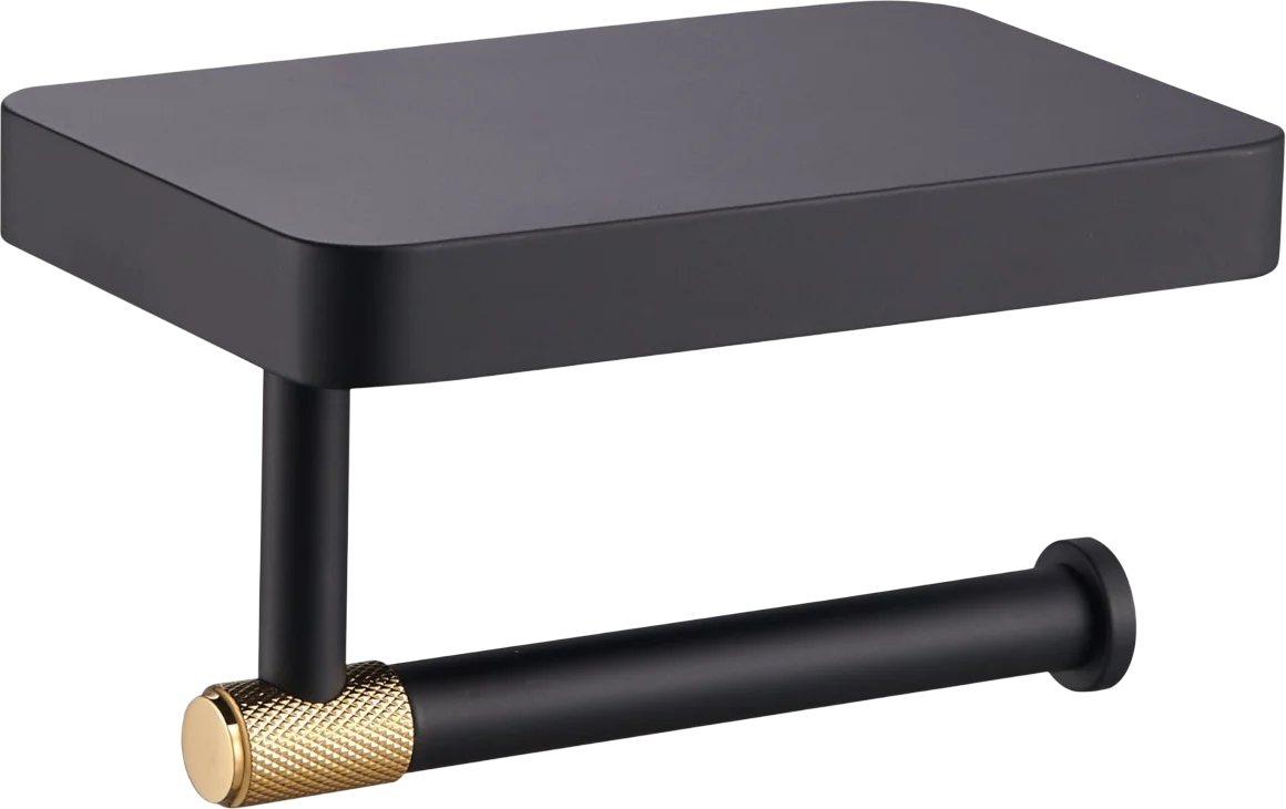 Держатель туалетной бумаги Wonzon & Woghand Majestic WW-9226 черный, золото, с полкой