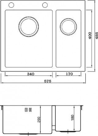 кухонная мойка seaman eco marino smv-575dr.b с клапан-автоматом