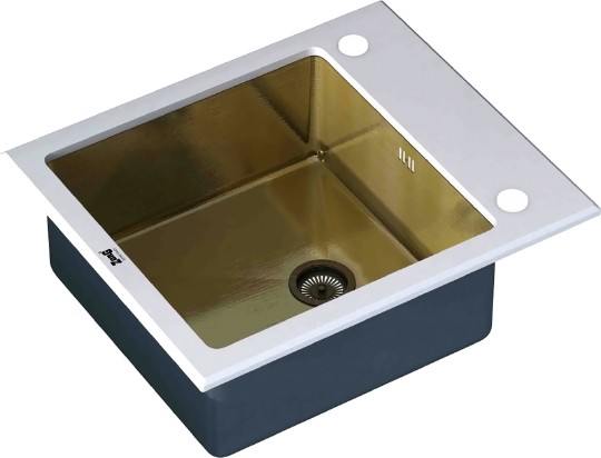 Кухонная мойка ZorG Inox Glass GL-6051-WHITE-BRONZE белое стекло