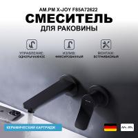 Смеситель Am.Pm X-Joy F85A72622 для раковины, встраиваемый, без донного клапана, излив 187 мм, черный матовый