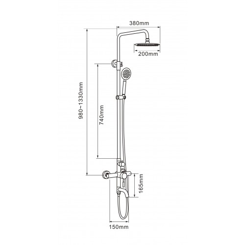 душевая система melana f1003p с тропическим душем, с лейкой и термостатом, цвет сатин, полированная