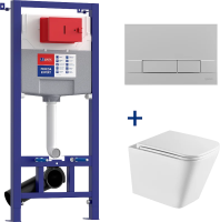 Комплект Lemark Florex 100123425, безободковый, с микролифтом, кнопка смыва матовый хром