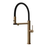 Смеситель для кухни Gessi 316 FLESSA 
 60210#726 цвет-warm bronze brushed PVD/шланг-черный