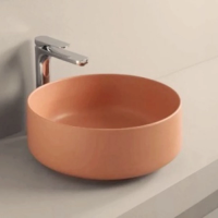 Раковина ArtCeram Cognac COL004 13 00 накладная, без отв., без перелива, на столешницу, Saniglaze, Ø35xh16 см, arancio cammeo (оранжевый камео)