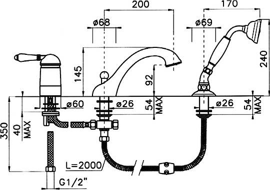 смеситель на борт ванны nicolazzi el capitan 3414bz75 бронза