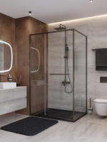 Душевой уголок Cezares Lux LUX-AH-FS-11-110/90-C-GM 110x90 см, профиль оружейная сталь матовый, стекло прозрачное