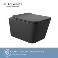 Унитаз Aqueduto MACIO Tornado MACT2140 подвесной, безободковый, смыв Торнадо, сиденье с микролифтом, 52х37 см, черный матовый