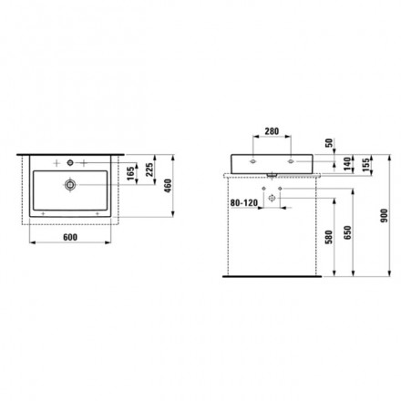 накладная раковина в ванную 60 см laufen living city 8.1743.4.000.109.1