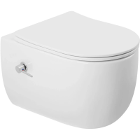 Унитаз подвесной Abber Bequem AC1104TNS безободковый, с функцией биде, торнадо, с сиденьем микролифт, белый