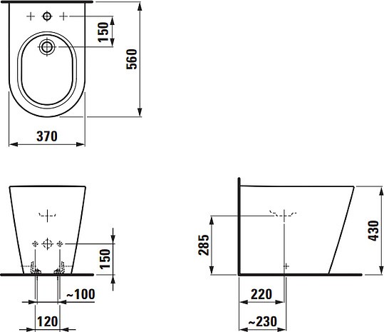 биде напольное laufen kartell 8.3233.1.000.302.1