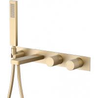 Смеситель для ванны Abber Rund AF8730G CoolStart, встраиваемый, с душевым гарнитуром, золотой матовый