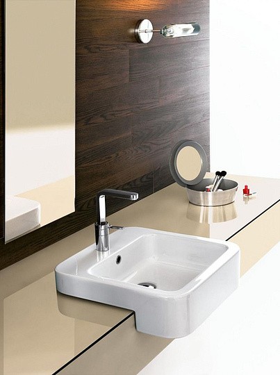 раковина hatria happy hour y0m801 48x48 см, полувстраиваемая, белая