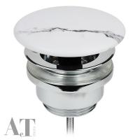 Донный кпапан для раковины AeT A038VX481 Clic-Clack, керамики белый матовый с эффектом мрамора