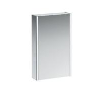 Laufen Laufen Frame 25 Зеркальный шкаф 45x15x75см., алюминий, 1 дверца с зеркалом с 2х сторон, DX, сенс. выкл., 2 розетки, 2 верт-х эл-та LED-подсветки (регул-ая яркость), с окружающим освещением (внизу), цвет: белый