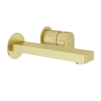 Смеситель Aqueduto Geometrico GEO0450 для раковины, втраиваемый, С ВНУТРЕННЕЙ ЧАСТЬЮ, без донного клапана, шлифованное золото