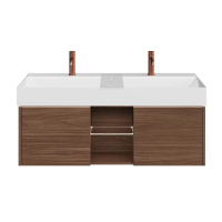 Тумба под раковину Kerama Marazzi Grande 120 подвесная, 2 ящика, открытая зона, структурированный орех