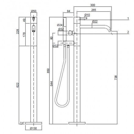 смеситель antonio lupi ayati ay903lu для ванны - напольный