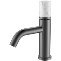 Смеситель для раковины Boheme Stick Mramor White 121-GM-MR-W графит матовый/белый мрамор