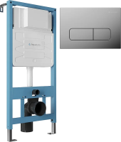 Комплект Инсталляция Aqueduto Tecnica TEC01 крепление к полу и стене, с регулировкой по высоте + Кнопка Forma FOR0100 хром